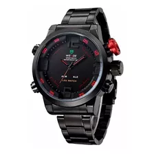 Reloj Analógico Digital Weide Inoxidable Led Rojo