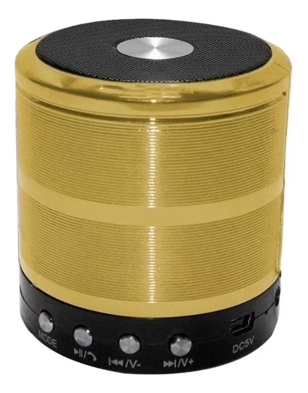 Alto-falante Mini Speaker Ws-887 Com Bluetooth Dourado 