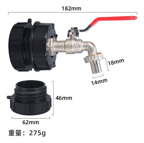 Adaptador Ibc Tote Tank 2 Fina 62mm Rosca Vlvula De Agua Foto 2