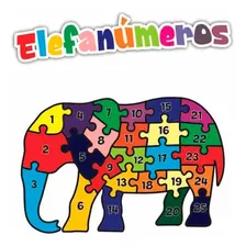 Quebra Cabeça Educativo Números Elefante Madeira 25 Peças