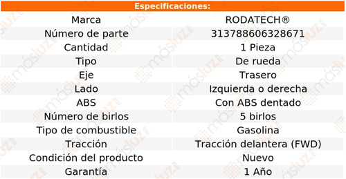 (1) Maza Rueda Tra Izq/der C/abs Accord 3.0lv6 Fwd 03/07 Foto 5