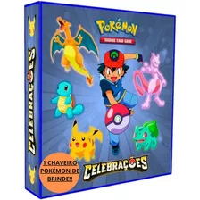 Fichário Álbum Pasta Pokemon Pikachu + 10 Folhas + 06 Cartas