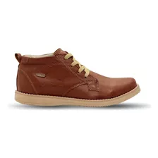 Zapatilla Hombre Cuero Eco Marron Sneakers Botita Urbana Leo