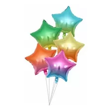 Set 6 Globos Metálicos 45cm Estrella Tornasol Colores Variad