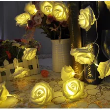 Cordão Luminoso Led 20 Rosas Brancas Usb