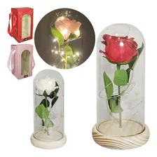 Luminária Led Rosa Com Cúpula De Vidro A Bela E A Fera 21 Cm