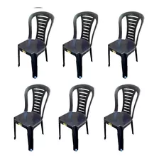 Silla Plastica Reina Apilable Negra Pack 6