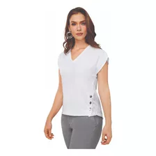 Blusa Mujer Blanco Asimetrica 273-44