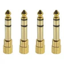 Pack 4 Adaptadores Audio Plug 3.5 A 6.5 Estéreo Oro Gk