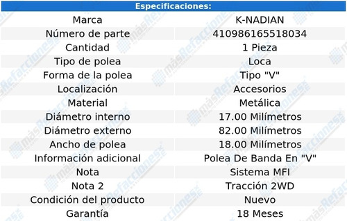 Polea Banda Metalica Tipo  V  Truck L4 2.6l 88 Al 92 Foto 3