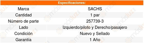 Set 2 Amortiguadores Gas Traseros Honda Passport 94_97 Sachs Foto 3