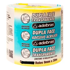 Fita Adesiva Dupla Face Transparente 9mmx30m - Kit C/5 Rolos