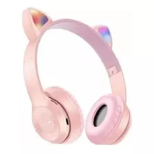 Headphone Gatinho Orelha De Gato Com Led Fone De Ouvido Rosa