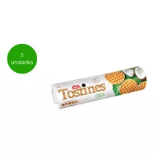 5 Pacotes Biscoito Coco Tostines Pacote 160g