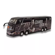 Miniatura Ônibus Cantor Eduardo Costa G7 Preto 4 Eixos 30cm