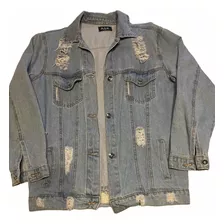 Campera De Jean Destroyed Oversised