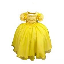 Vestido Princesa Infantil Longo Bela E A Fera Luxo