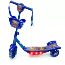 Patinete Musical Frozen Três Rodas Infantil Crianças 5 Anos Cor Azul Homem Aranha - Azul