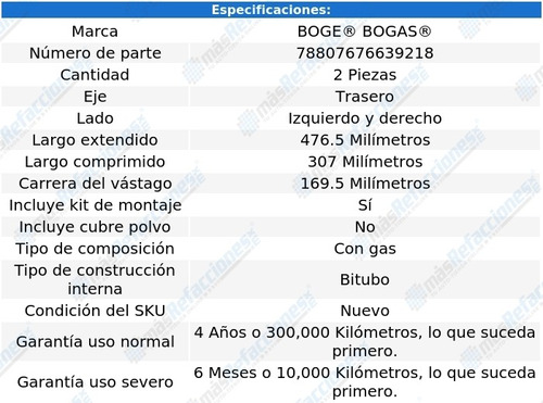 Par Amortiguadores Tra Bogas Corolla Fwd L4 1.8l 03 Al 08 Foto 2