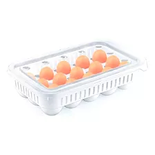 Huevera Contenedor Organizador Plastico Tapa Apilable X15 Color Blanco