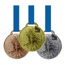10 Medalhas 35mm Basquete - Ouro Prata Bronze - Aço Com Fita