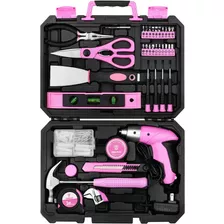 Juego De Herramientas Deko, 98 Piezas, Rosa, Funda Protector