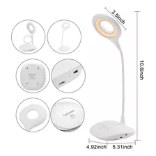 Lampara Led Escritorio Recargable Cuello Flexible Tactil 4w Color De La Estructura Blanco