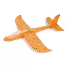 Avião Planador Led Aeromodelo Brinquedo Voa Flexível Laranja