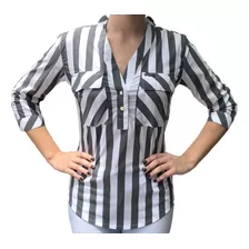 Camisa Chemisie Feminina Listrada Manga 3/4 - Dágora