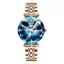 Relógio Feminino Azul Da Marca De Luxo Meibin Com Diamantes