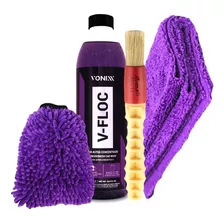 Shampoo V-floc Toalha Secagem Luva Microfibra Pincel Vonixx
