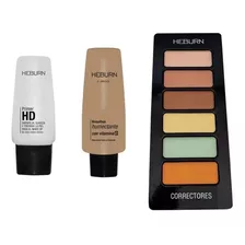 Kit Maquillaje Primer + Base + Correctores Heburn Premium 