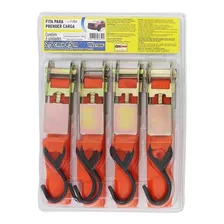 Cinta Para Prender Carga Com Catraca 4pc X 4,5m F-254