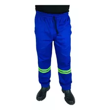 Calça Brim Azul Royal Com Refletivo Tamanho P