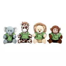 Pelúcias Mini Safári P Decorações Menino Bebê - 4 Pçs