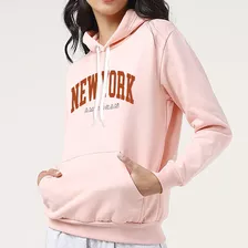 Moletom Estampado Feminino New York Canguru Blusa De Frio