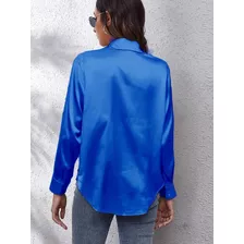 Blusa Feminina De Seda Acetinada De Manga Comprida Feminina