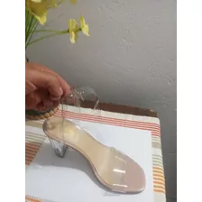 Zapatillas Tacón De Cristal 2 Tiras Mica Para Dama 