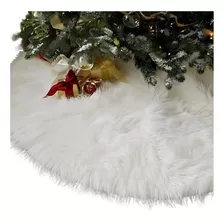 Saia P/ Arvore De Natal Pelúcia Pelo Alto 7cm Branca 140cm