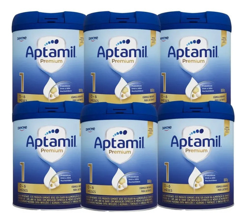 Fórmula Infantil Em Pó Sem Glúten Danone Aptamil Premium 1 En Lata - Kit De 6 X 6 Unidades De 800g - 0 A 6 Meses