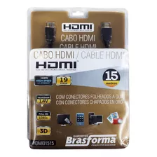 Cabo Hdmi 1.4v 15 Metros Full Hd 3d Brasforma Hdmi01515 