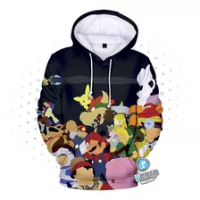 Chamarra Hoddie Super Smash Bros Negro Adulto Kid Sudadera