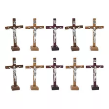 Techinal 10 Piezas Cruz De Mesa De Madera Adorno De Crucifij