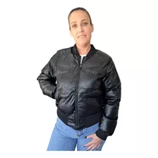 Campera Dama Eco Cuero Abrigada Puffer Bomber Importada