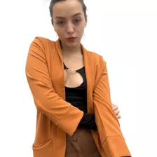 Blazer Muna Crepe Mangas Largas Con Bolsillos Saco Mujer