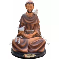 Estatua São Francisco Assis Meditando 20cm Resina Importada 