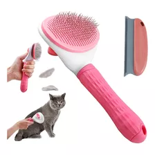 Set De 2 Cepillos Para Mascotas Depilación Y Masaje Rosa R