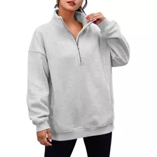 Sudadera Holgada Con Media Cremallera Para Mujer Con Capucha