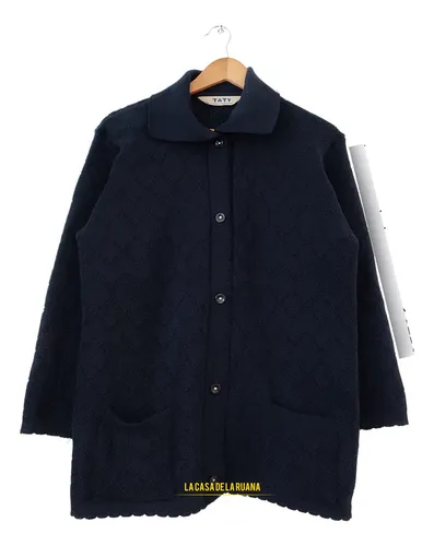 Segunda imagen para búsqueda de saco lana azul oscuro mujer