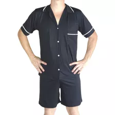 Pijama Masculino Adulto Americano Aberto Manga Curta Verão